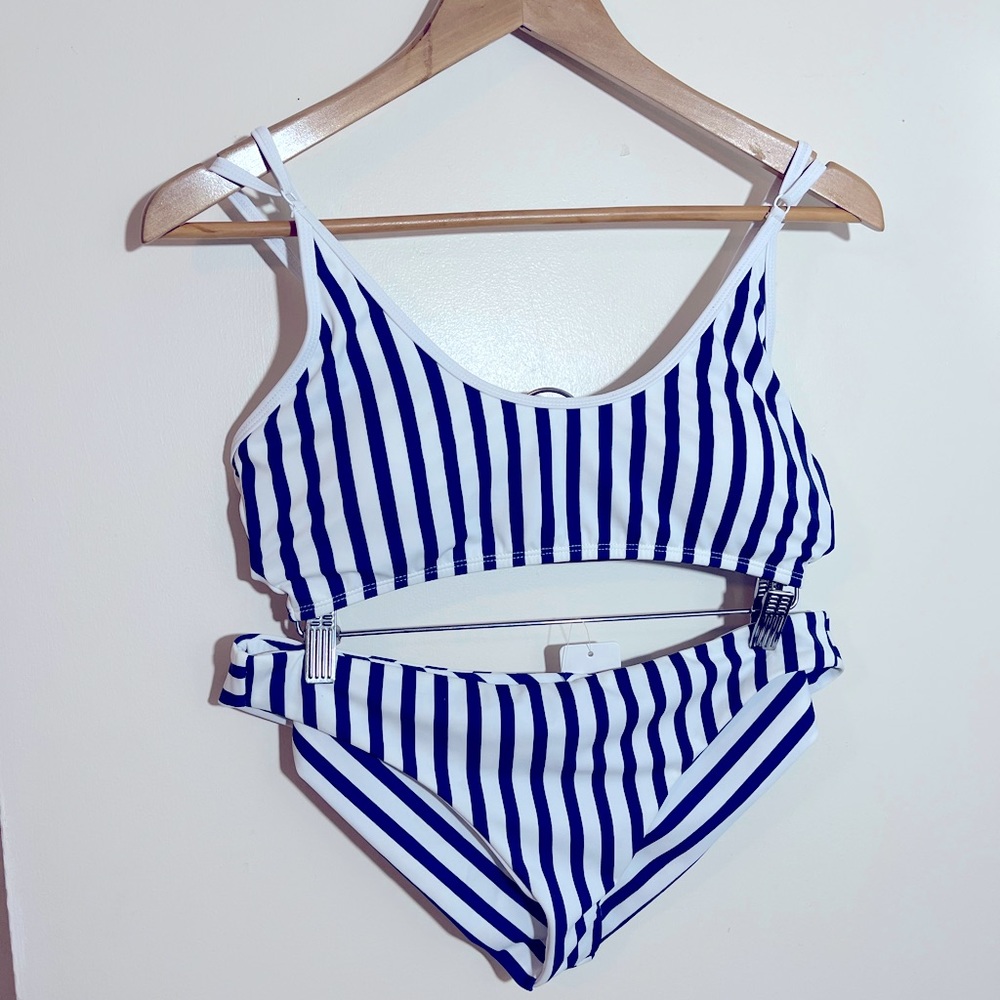 Bathing suit navy/white 2 piece